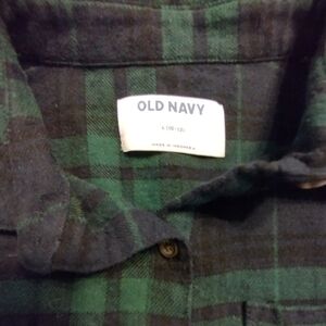 Like New! Old Navy Green and Blue Plaid Flannel Shirt Soft Boys 10-12